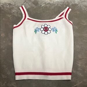 Marvel White Tank Top with Red Accents and Spider-Man Floral Design